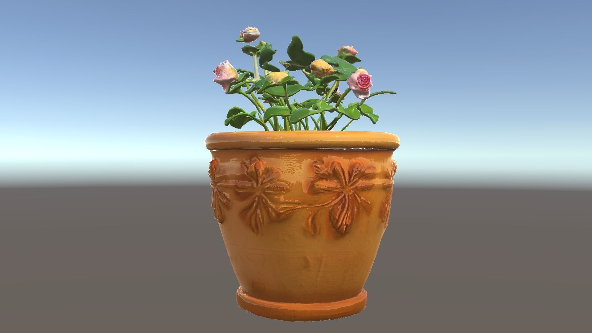 Decorative Flower Pot with Flowers Model Pack Low-poly 3D model_32