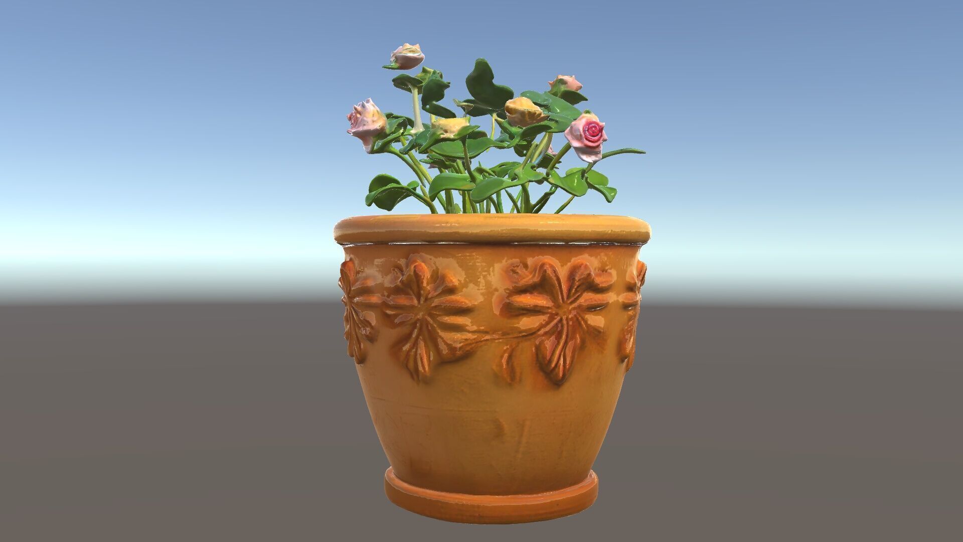 Decorative Flower Pot with Flowers Model Pack Low-poly 3D model_5