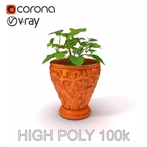 Decorative Terracotta Plant Pot with Greenery Model Pack