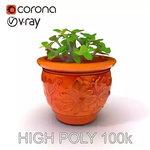 Decorative Flower Pot with Plant Model Pack