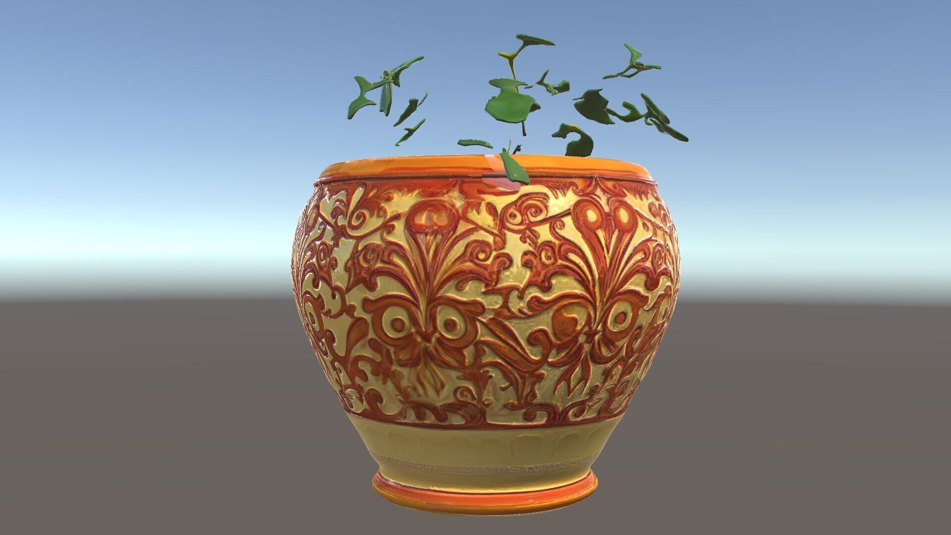 Ornate Decorative Planter with Greenery Model Pack Low-poly 3D model_27