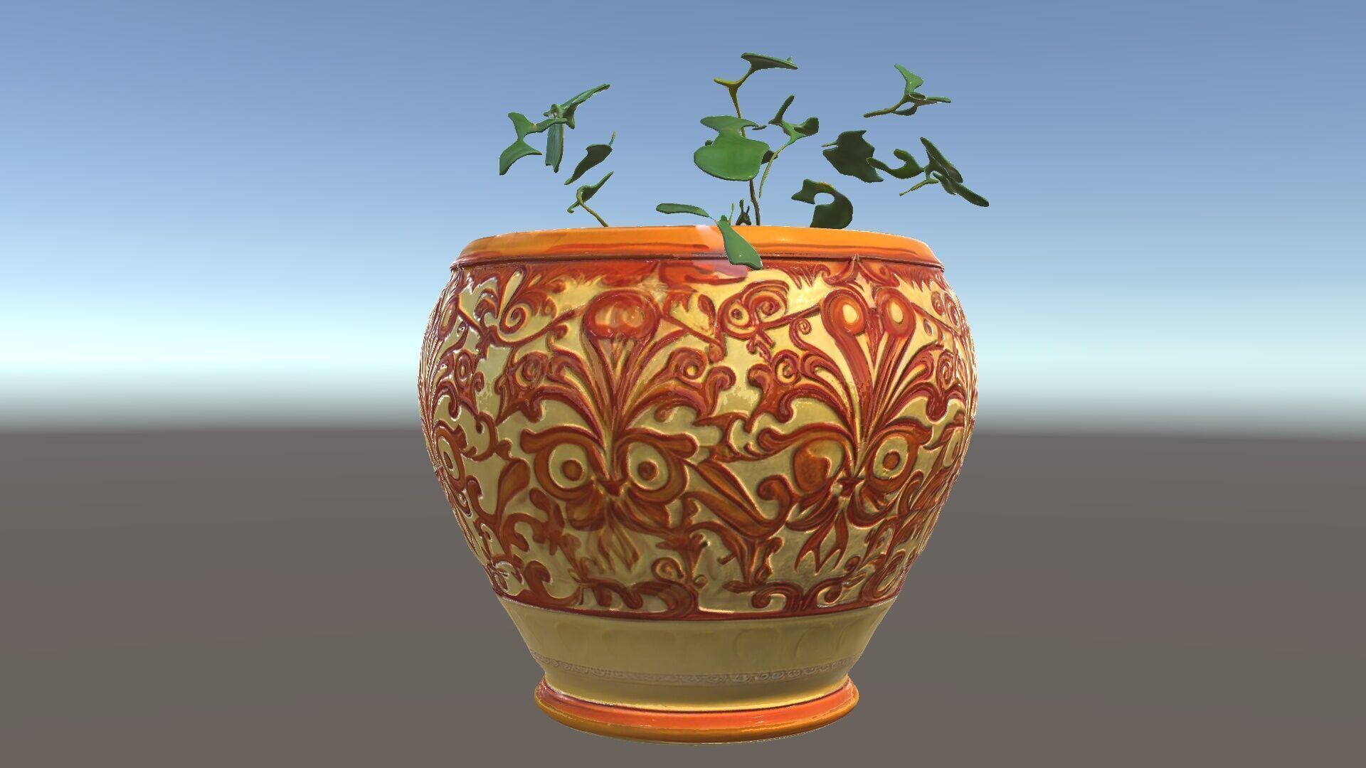 Ornate Decorative Planter with Greenery Model Pack Low-poly 3D model_5