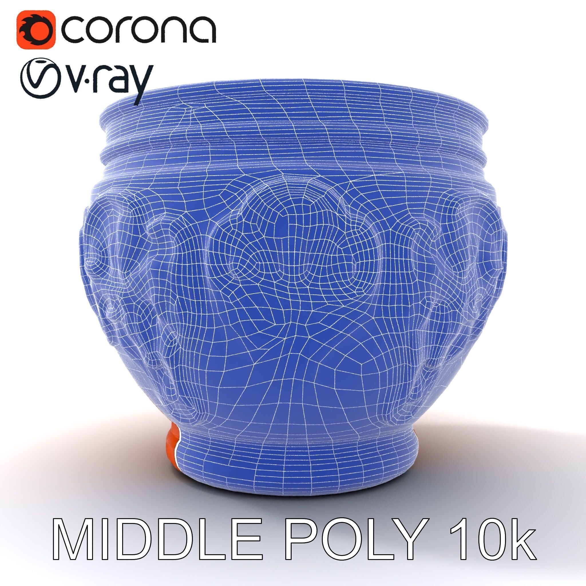 Ornate Terracotta Pot D Model Pack Low-poly 3D model_20
