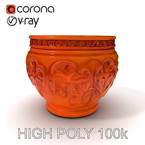 Ornate Terracotta Pot D Model Pack Low-poly 3D model