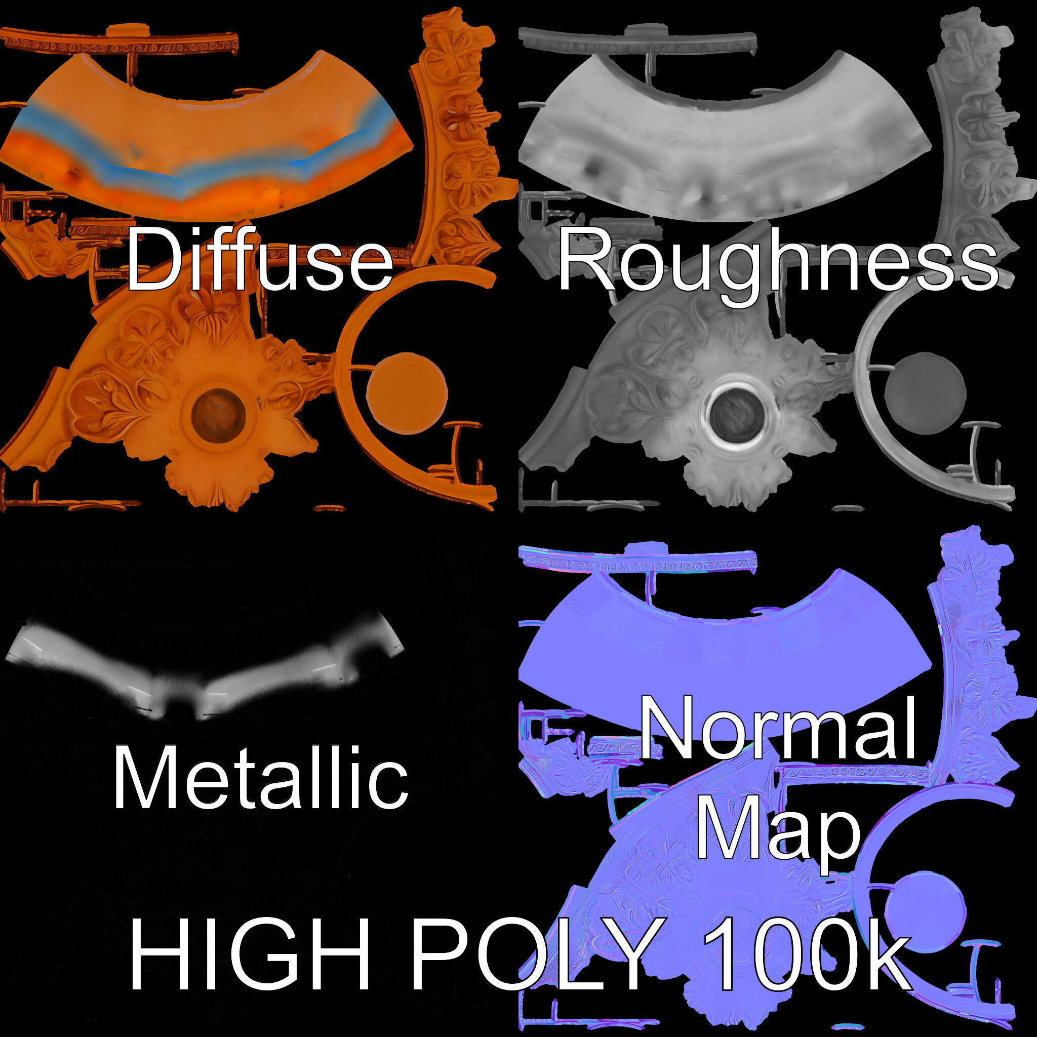 Ornate Terracotta Pot D Model Pack Low-poly 3D model_3