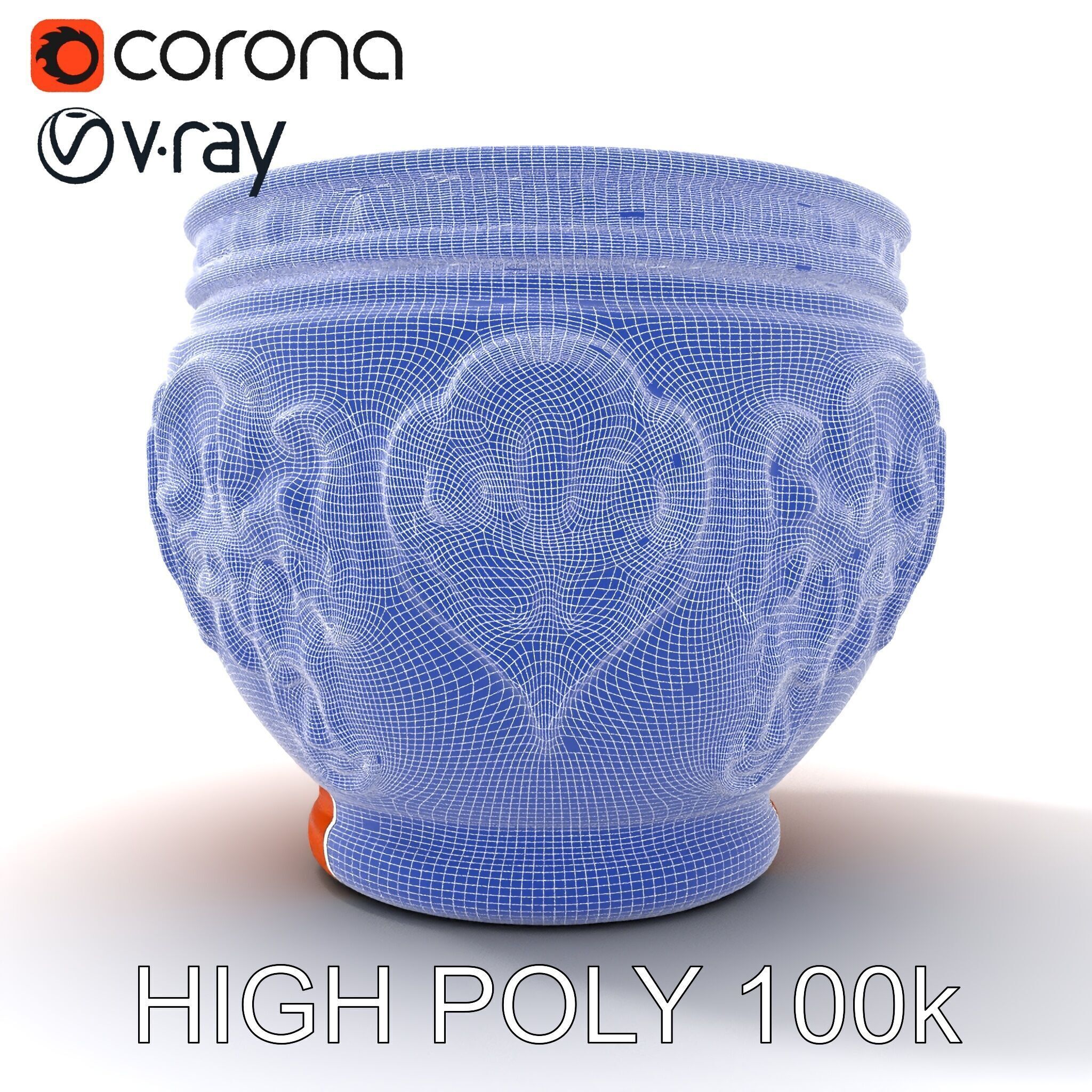 Ornate Terracotta Pot D Model Pack Low-poly 3D model_35