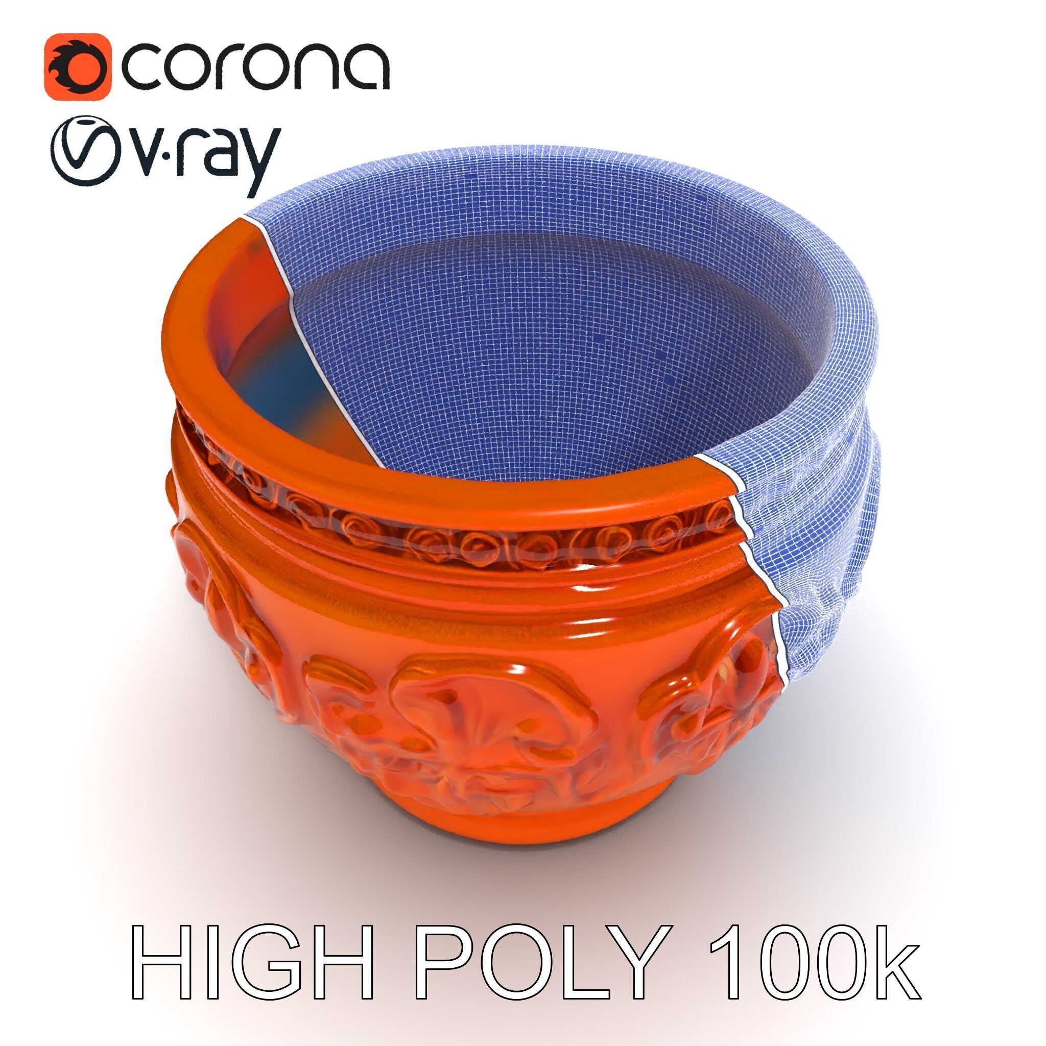 Ornate Terracotta Pot D Model Pack Low-poly 3D model_24