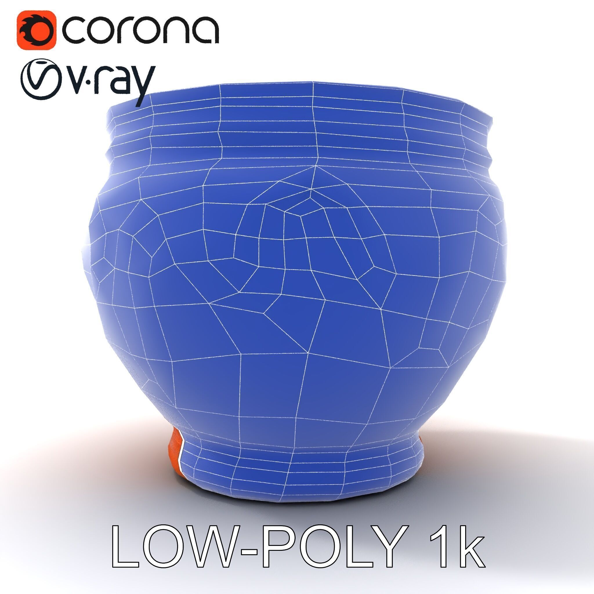 Ornate Terracotta Pot D Model Pack Low-poly 3D model_7