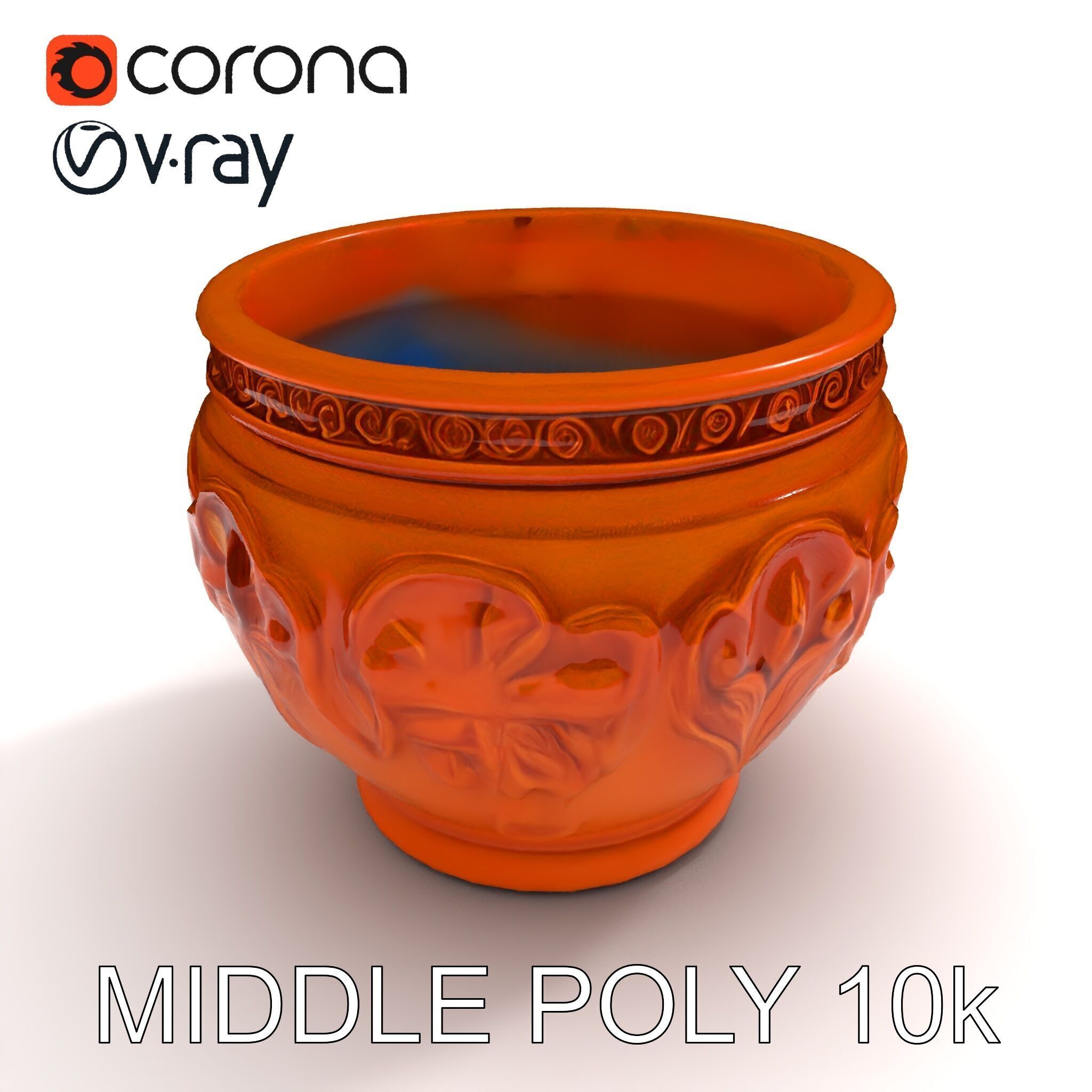 Ornate Terracotta Pot D Model Pack Low-poly 3D model_11