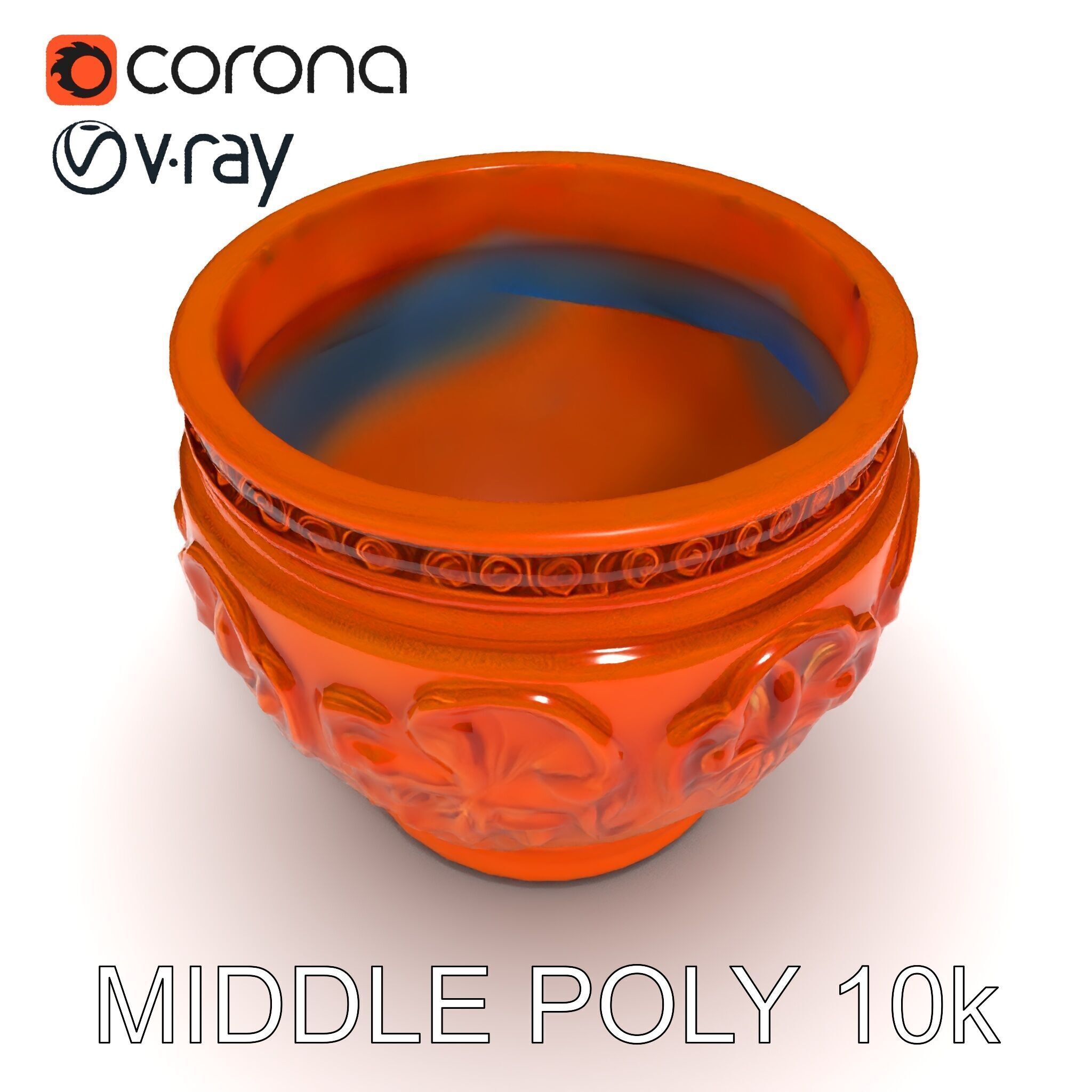 Ornate Terracotta Pot D Model Pack Low-poly 3D model_22
