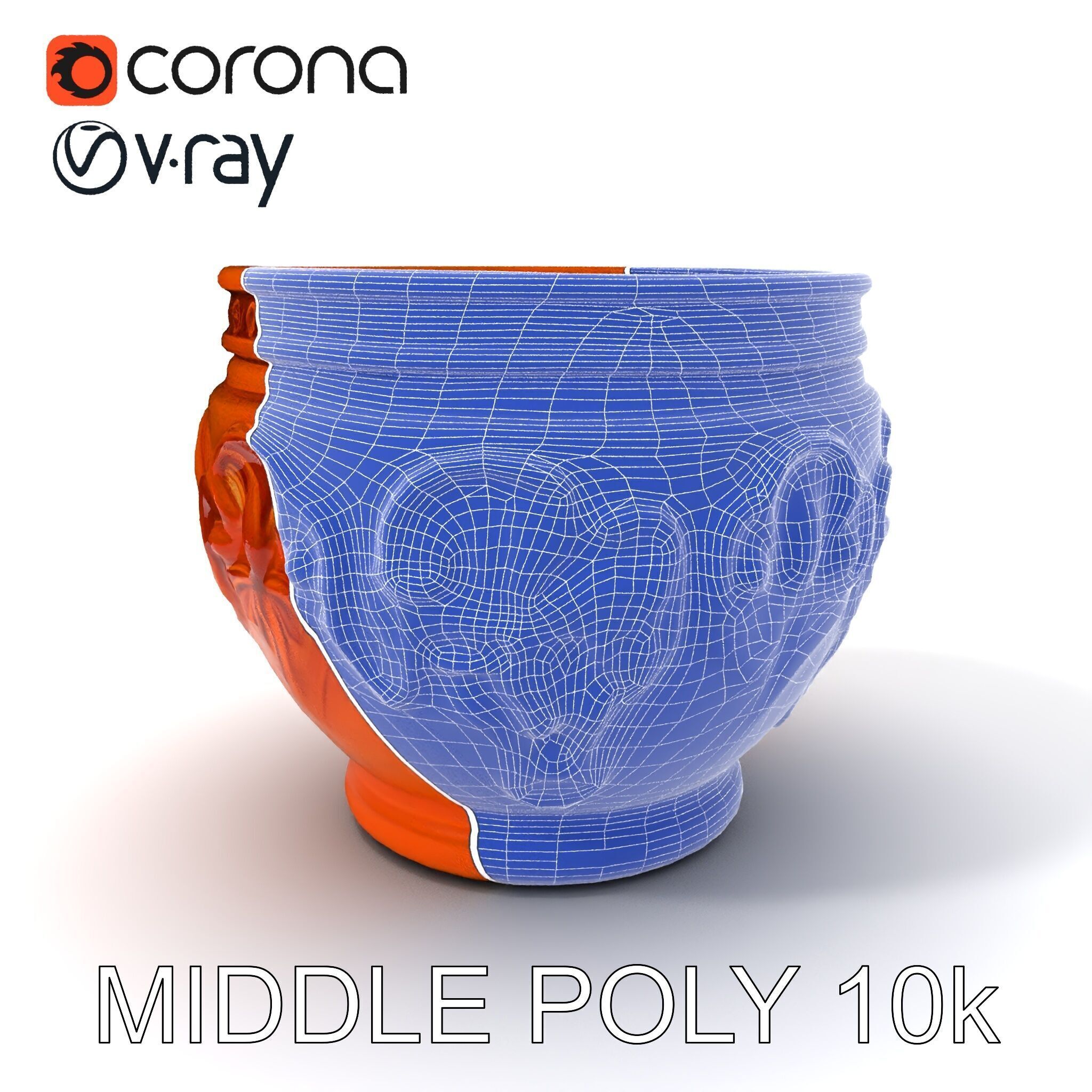 Ornate Terracotta Pot D Model Pack Low-poly 3D model_9