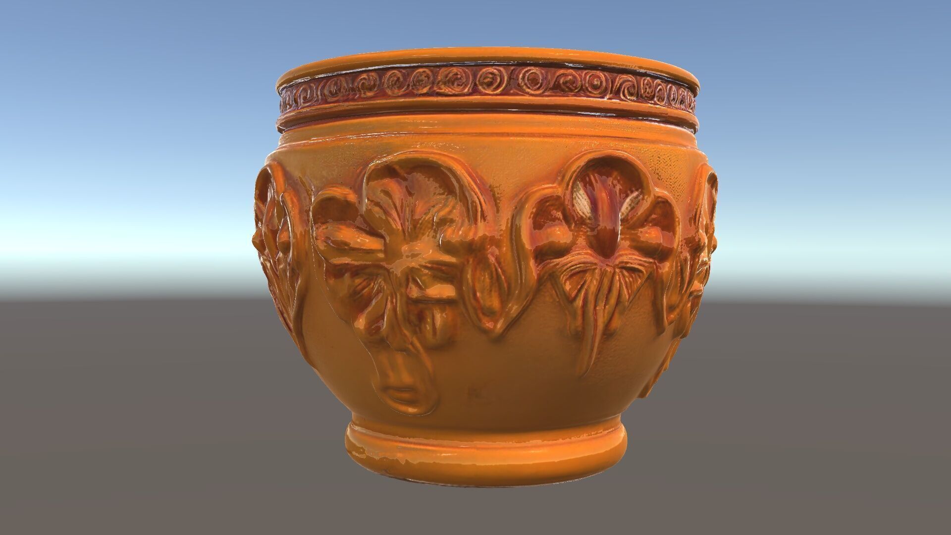 Ornate Terracotta Pot D Model Pack Low-poly 3D model_5