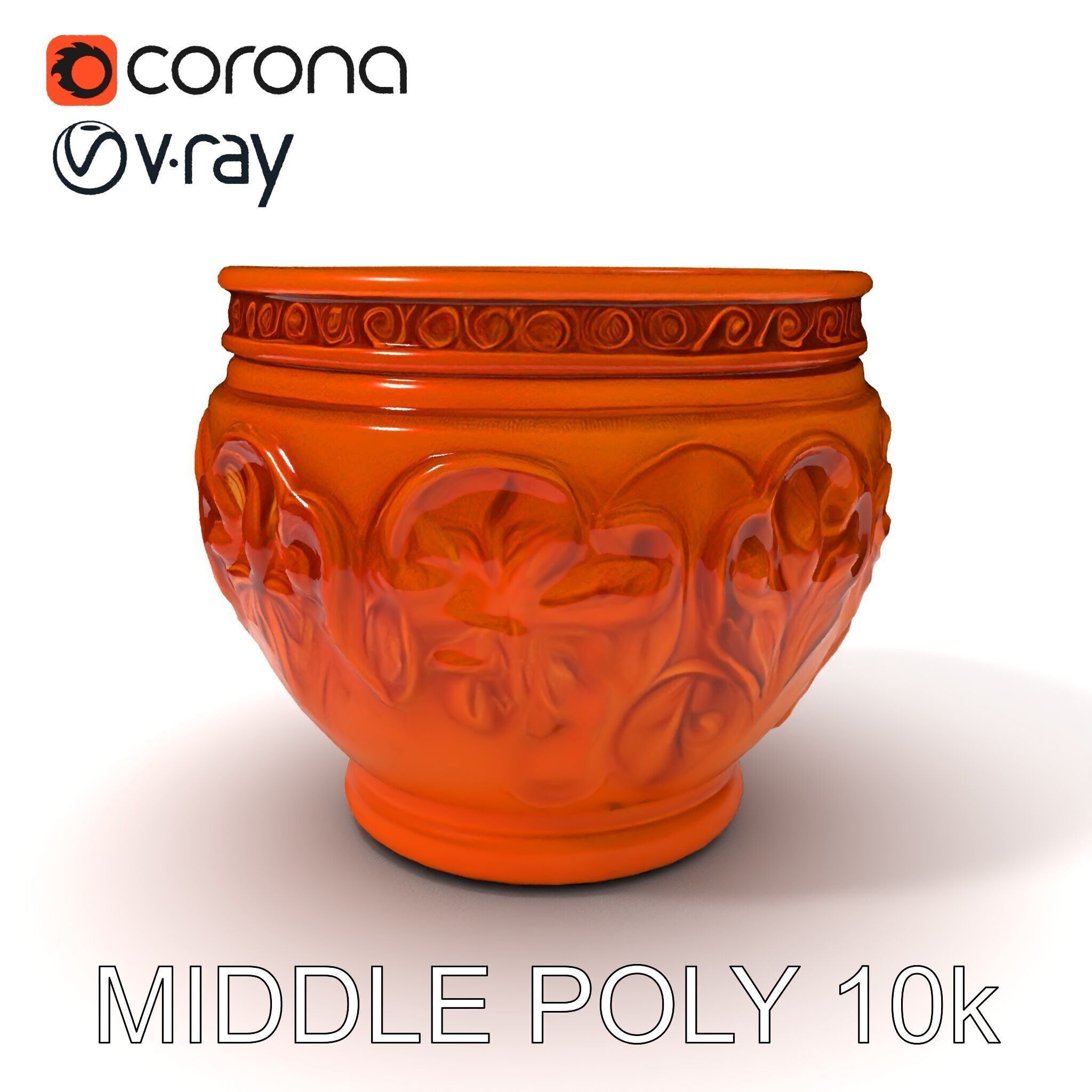 Ornate Terracotta Pot D Model Pack Low-poly 3D model_17