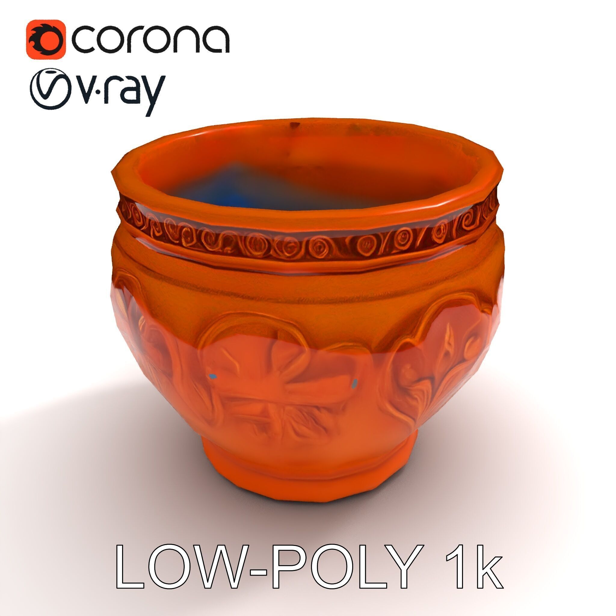 Ornate Terracotta Pot D Model Pack Low-poly 3D model_21