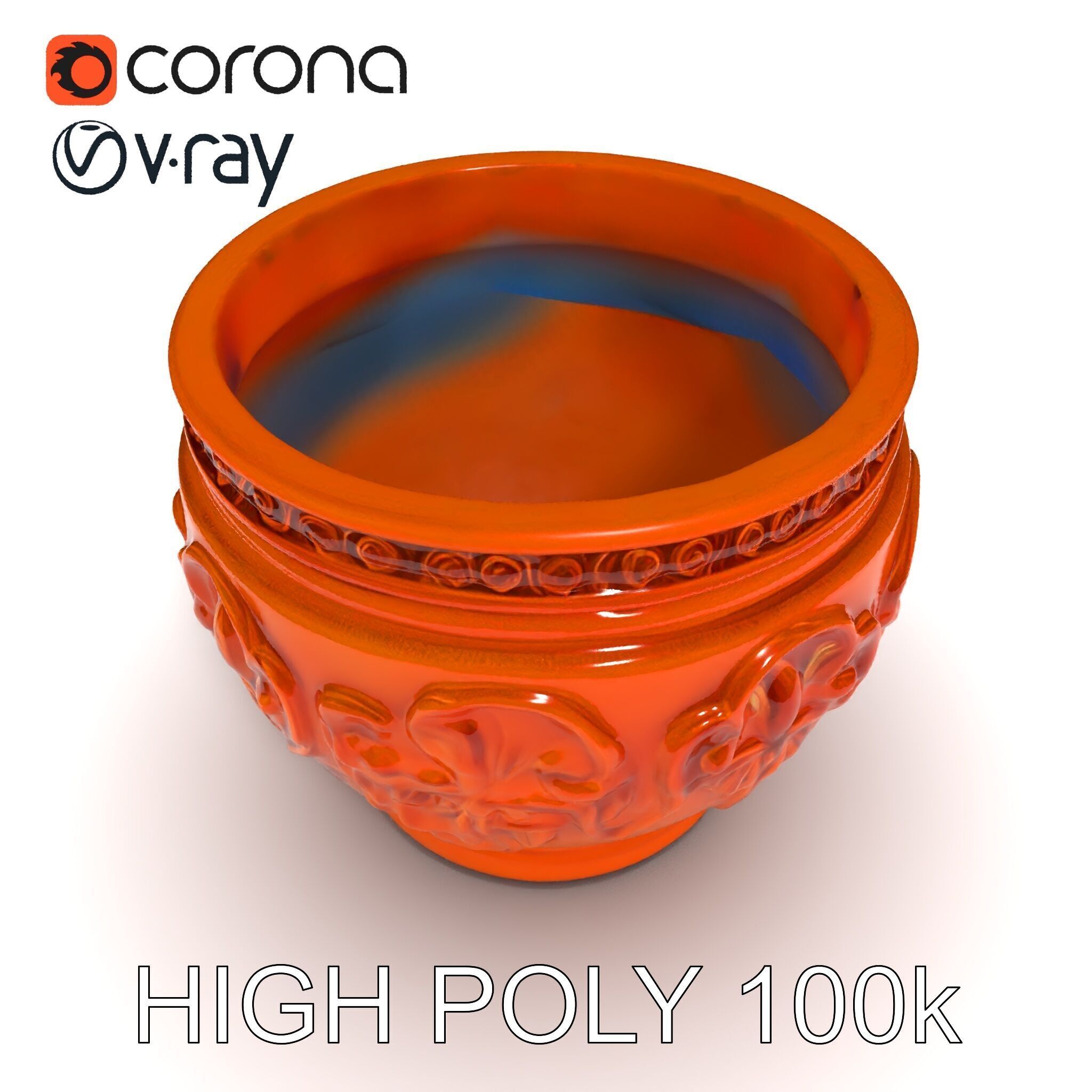 Ornate Terracotta Pot D Model Pack Low-poly 3D model_29