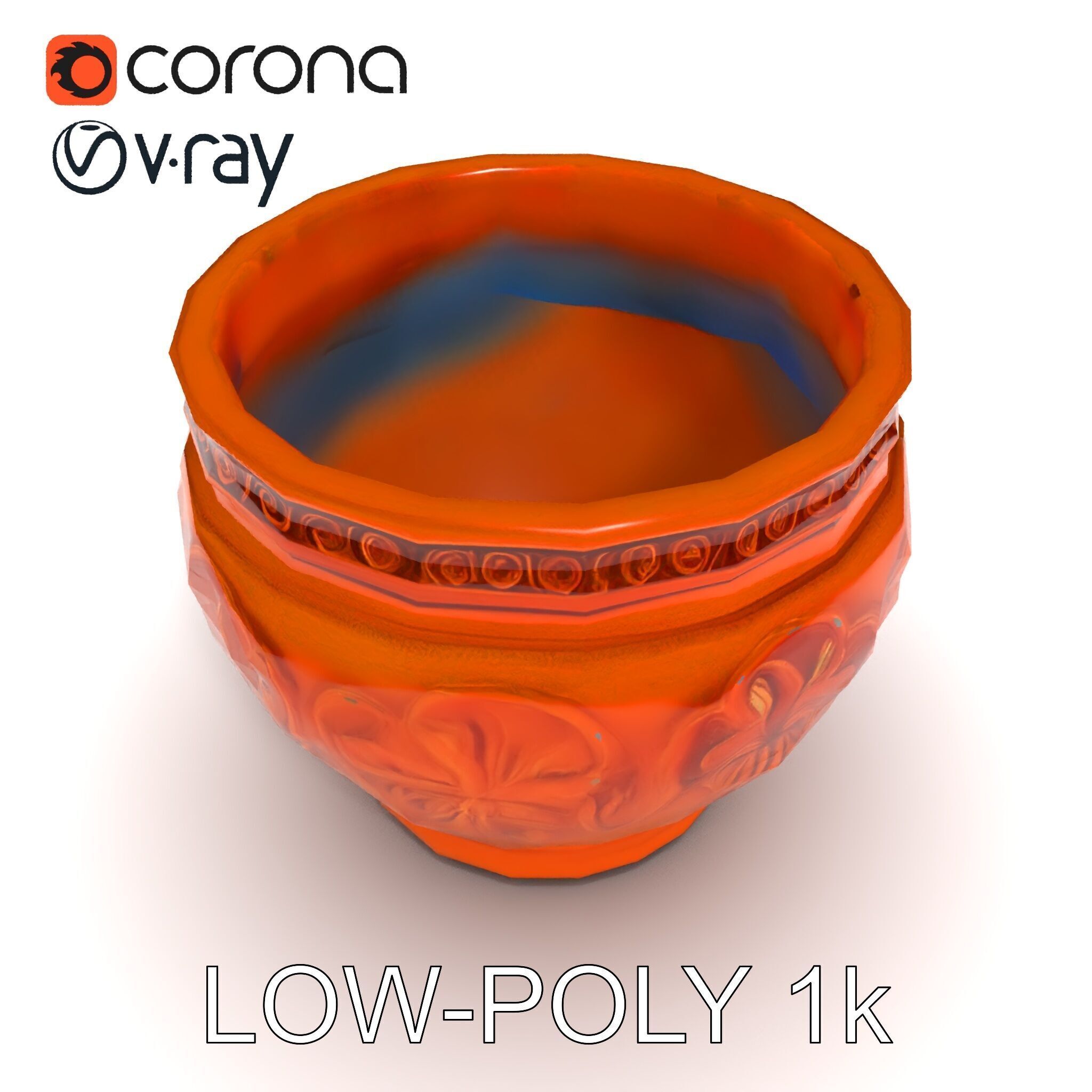 Ornate Terracotta Pot D Model Pack Low-poly 3D model_28