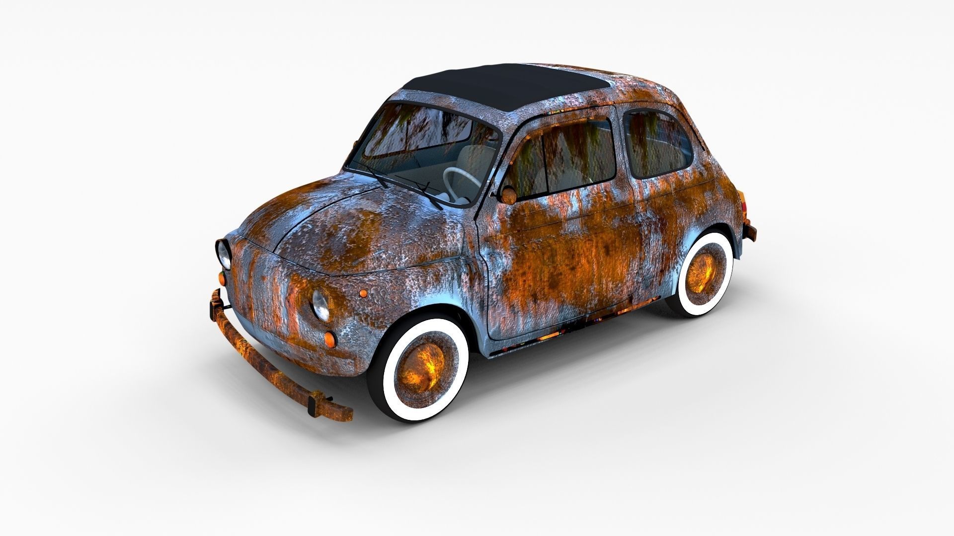 Weathered Fiat 500 Nuova rev 3D model_7