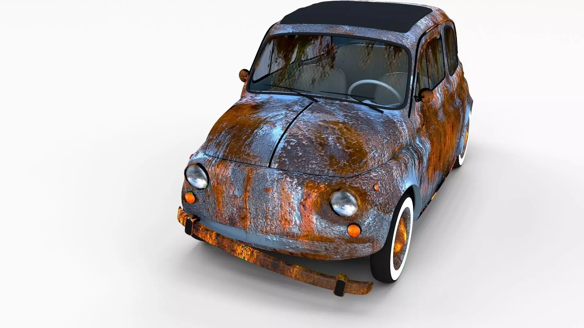 Weathered Fiat 500 Nuova rev 3D model_0