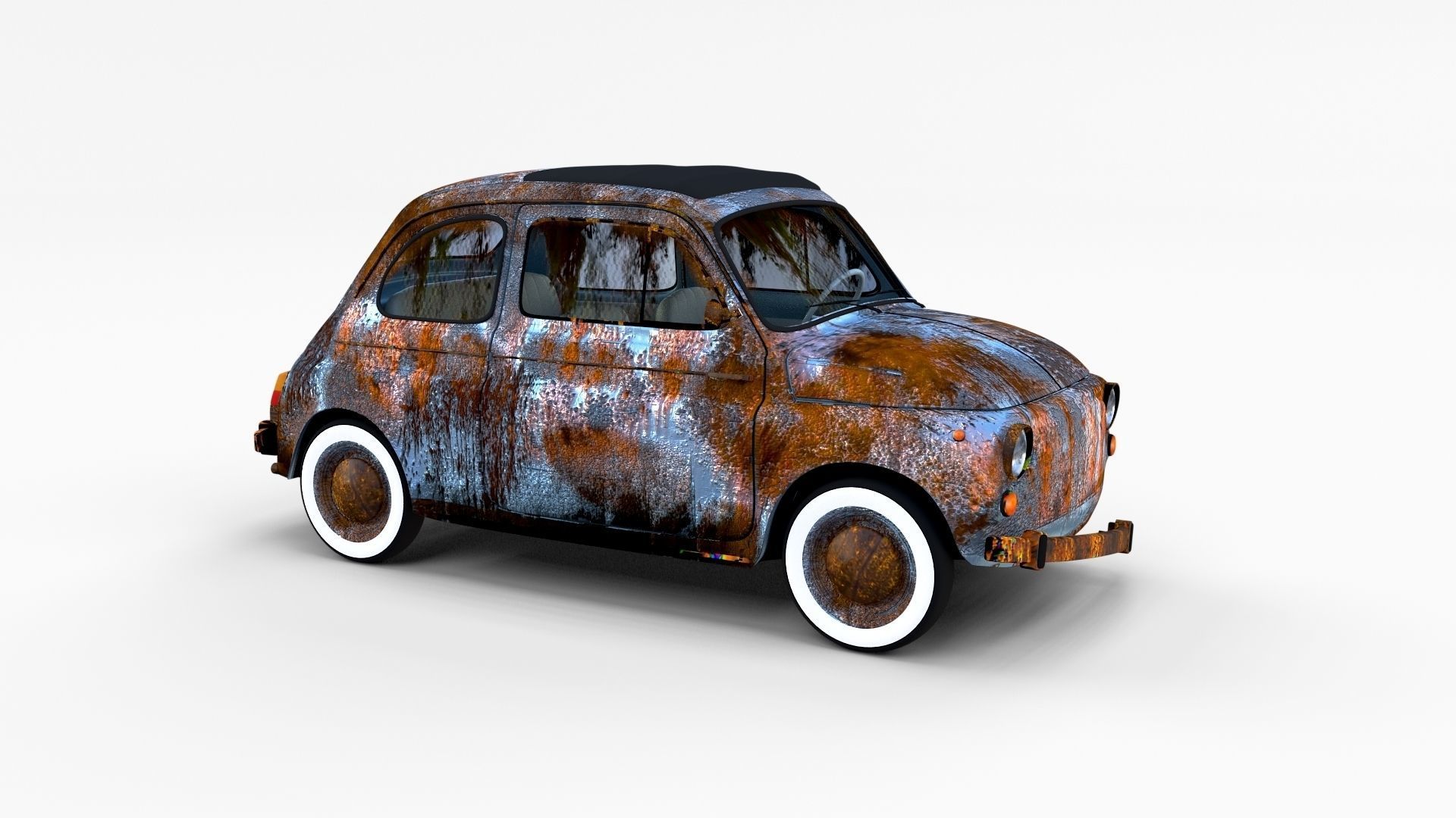 Weathered Fiat 500 Nuova rev 3D model_6
