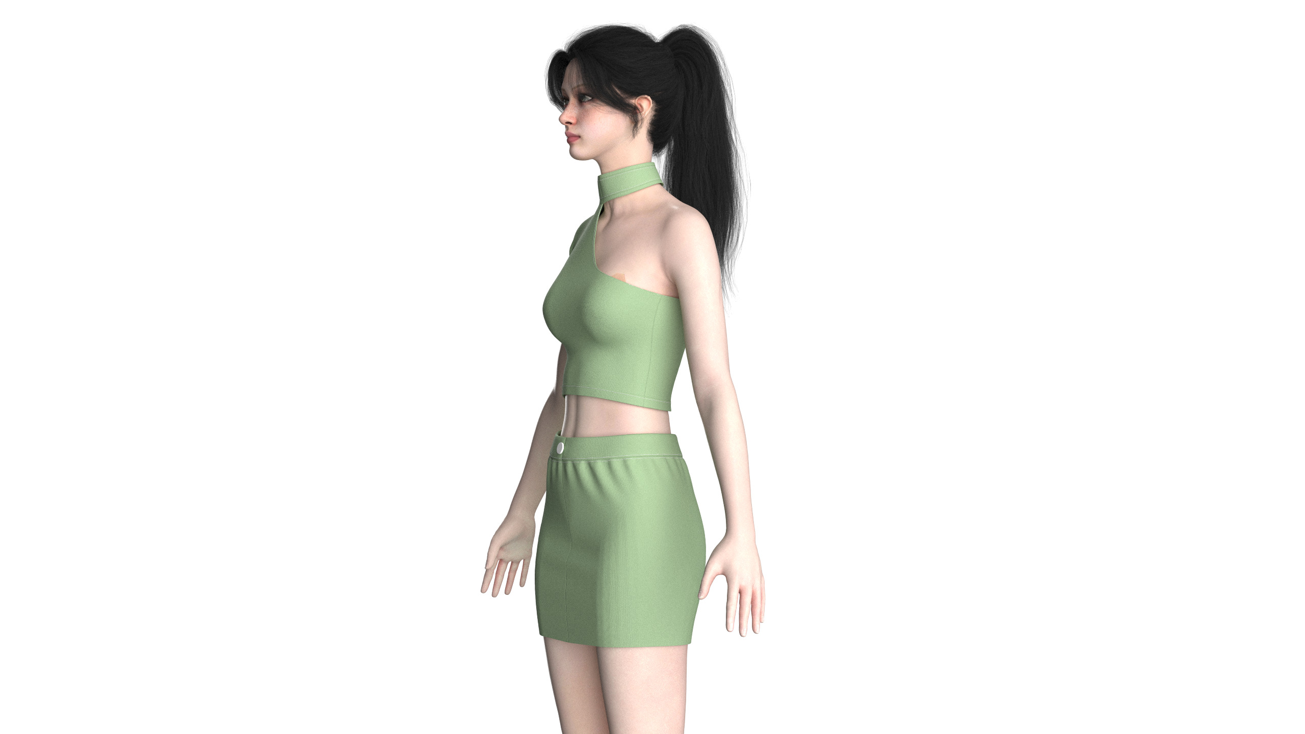 Girls Short Dress-Outfit V2 3D model_5