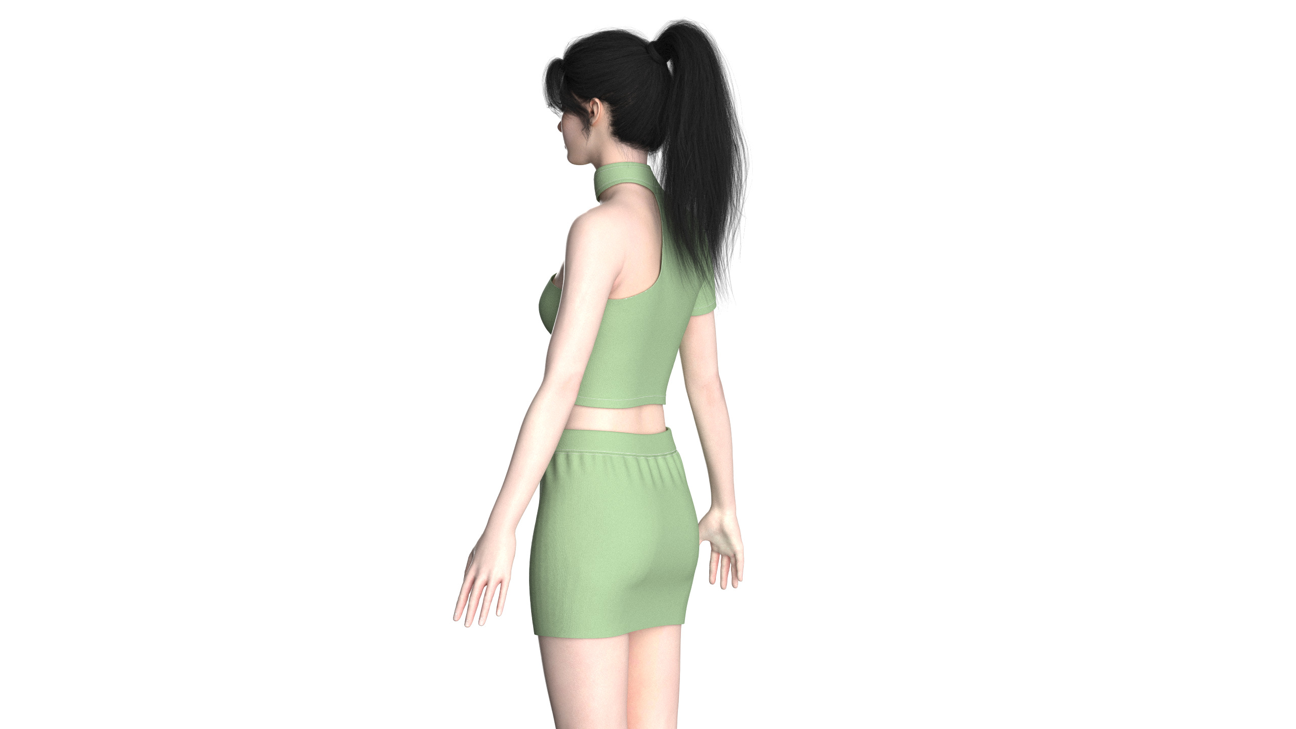 Girls Short Dress-Outfit V2 3D model_4