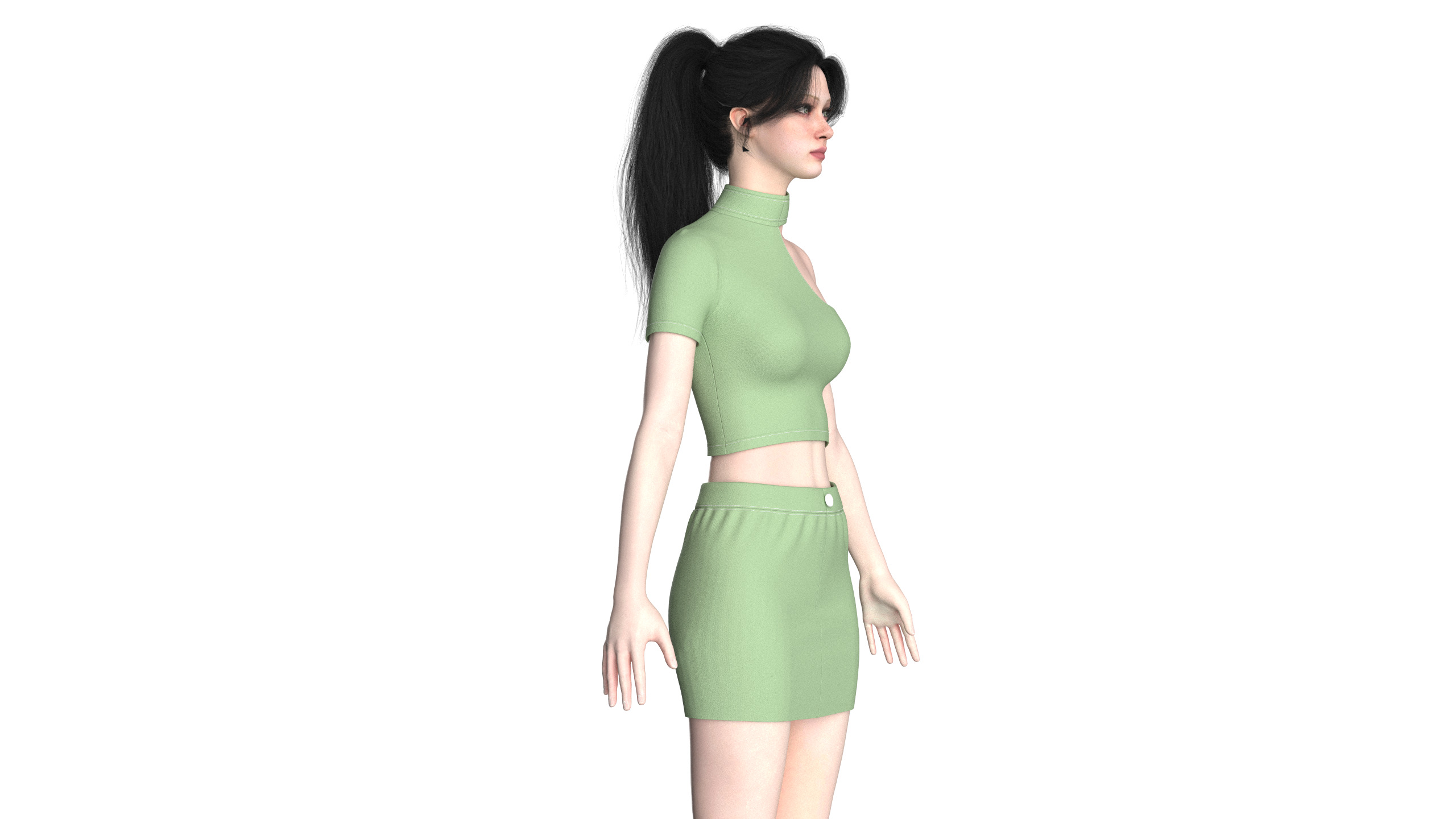 Girls Short Dress-Outfit V2 3D model_1