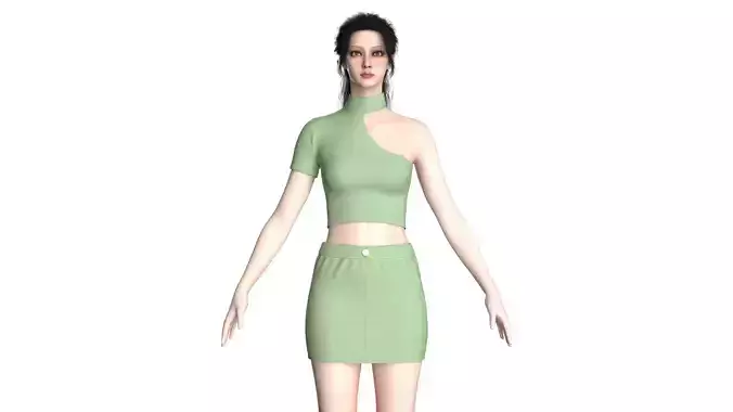 Girls Short Dress-Outfit V2 3D model Girls Short Dress-Outfit V2 3D model