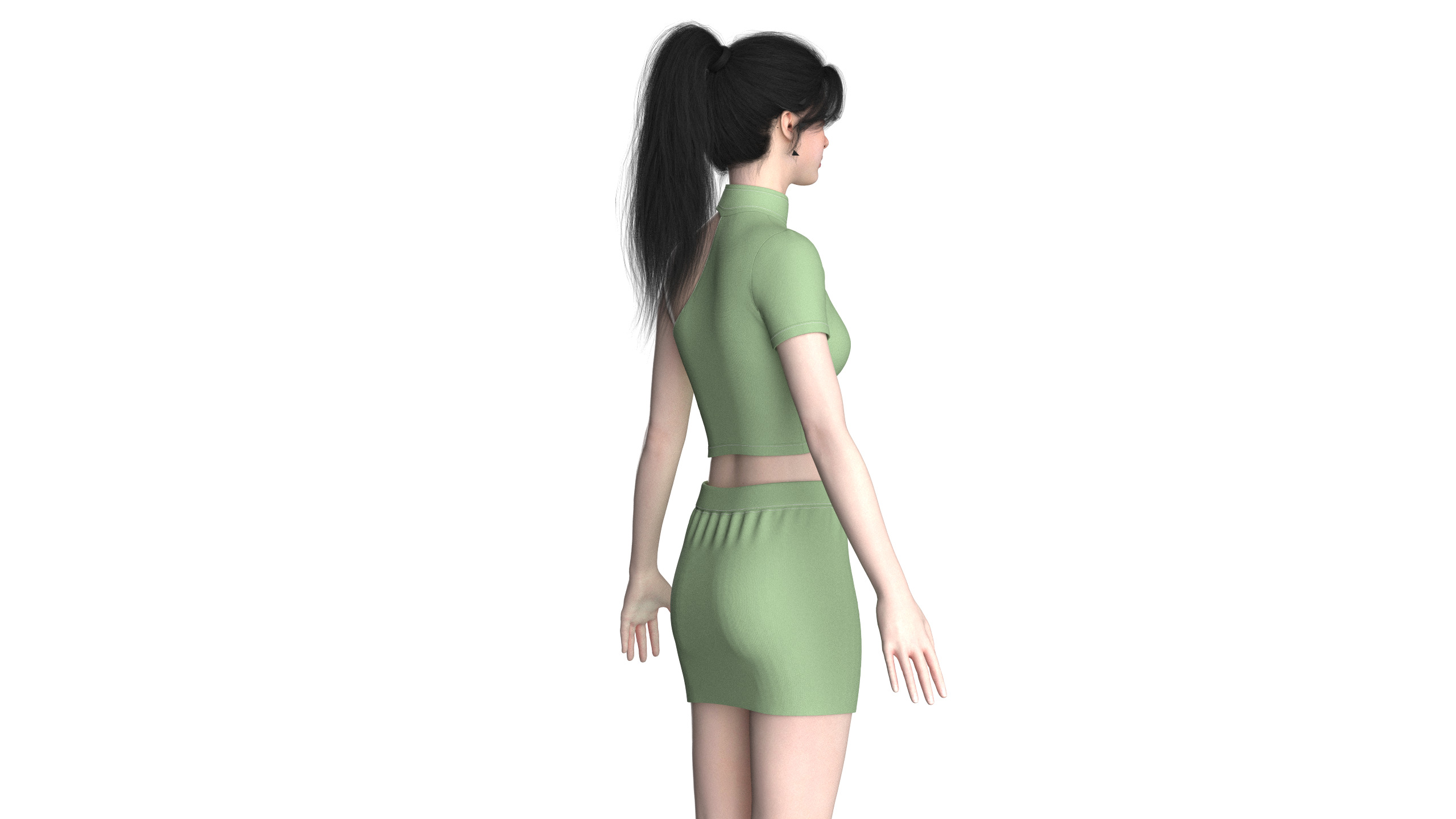 Girls Short Dress-Outfit V2 3D model_2