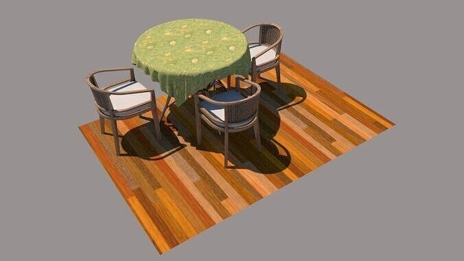 round table with chair 3D model