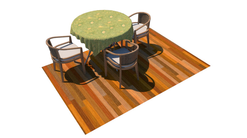 round table with chair 3D model_1