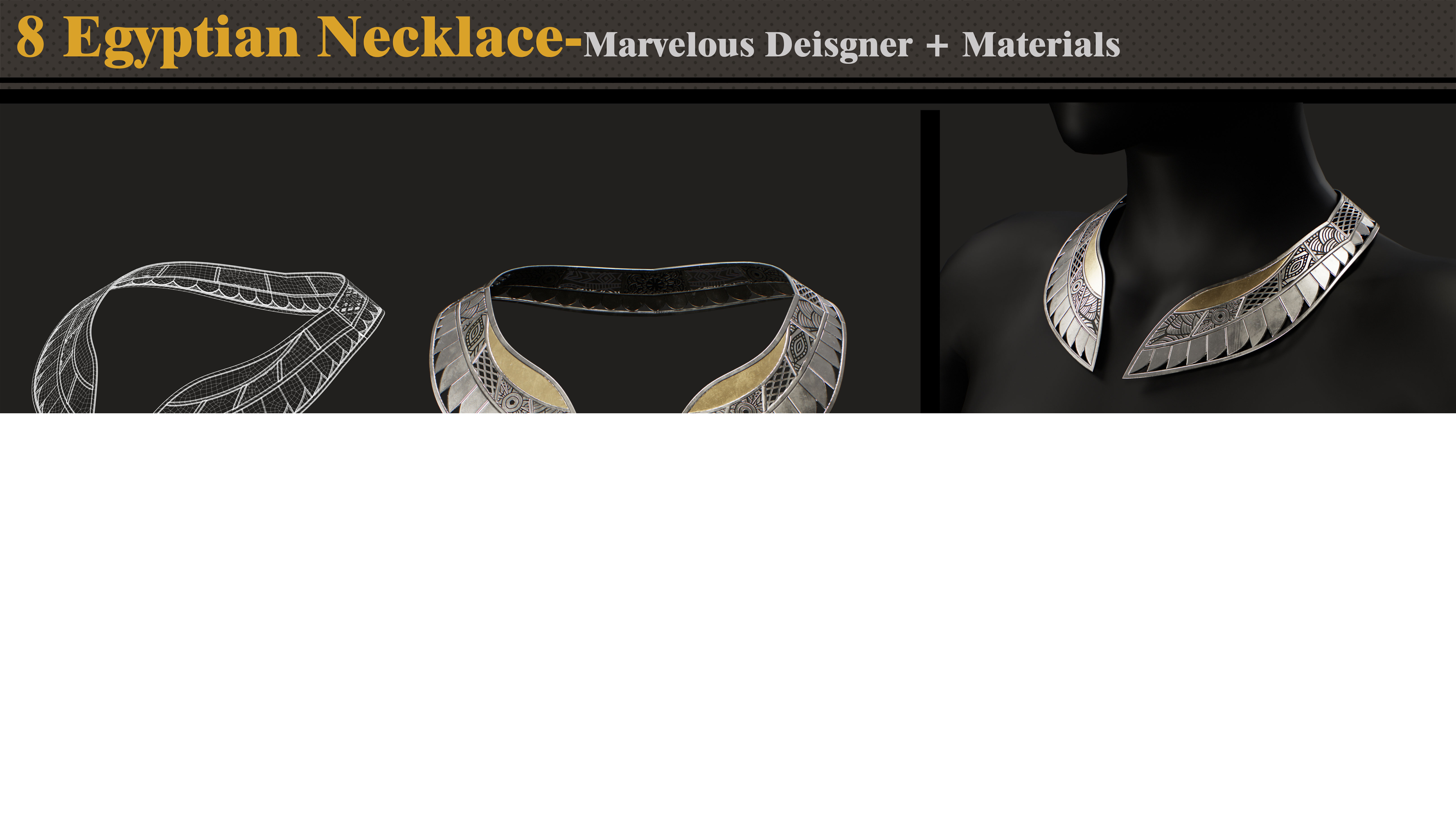 8 Egyptian Necklace-MD-Clo3d-Smart Material- Textures -OBJ-FBX 3D model_5