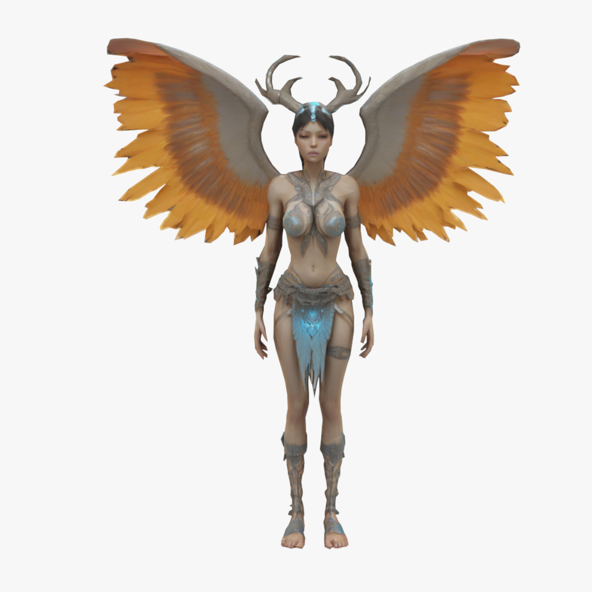 Mystic Forest Fairy Fantasy Winged Guardian 3D Character 3D model_10