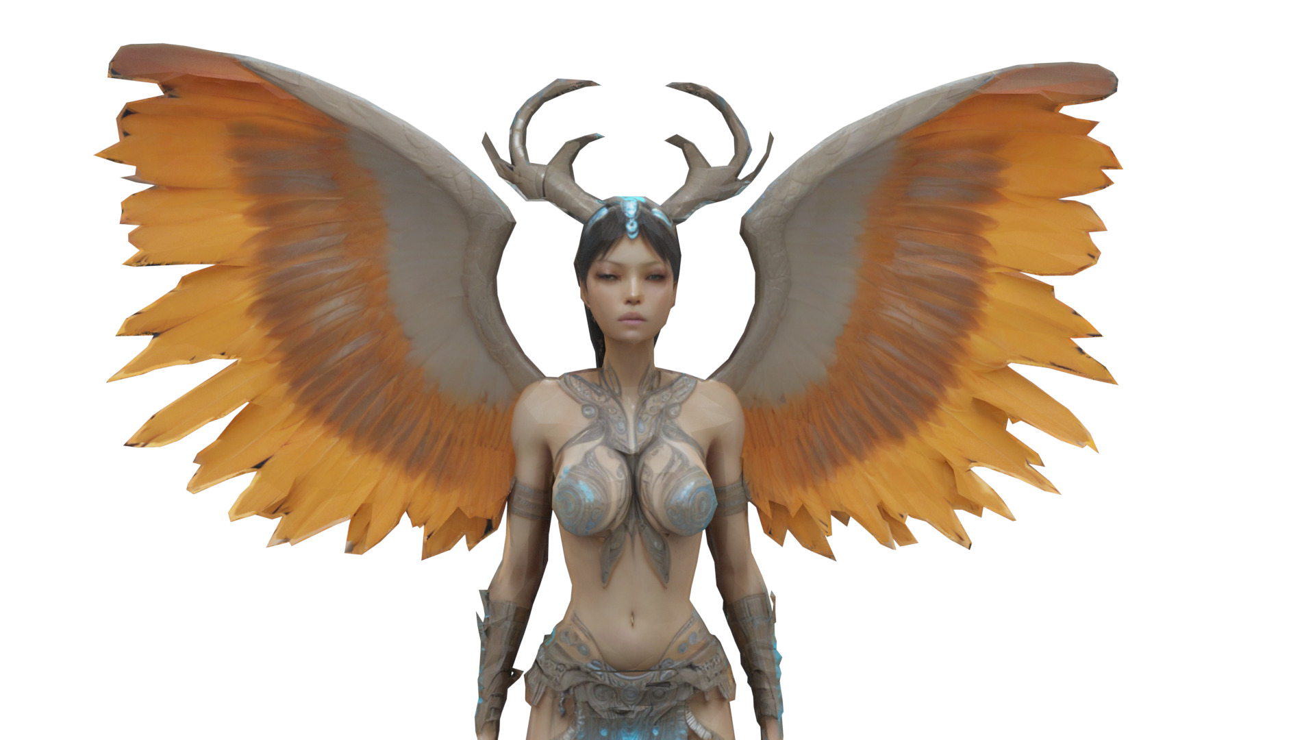 Mystic Forest Fairy Fantasy Winged Guardian 3D Character 3D model_5