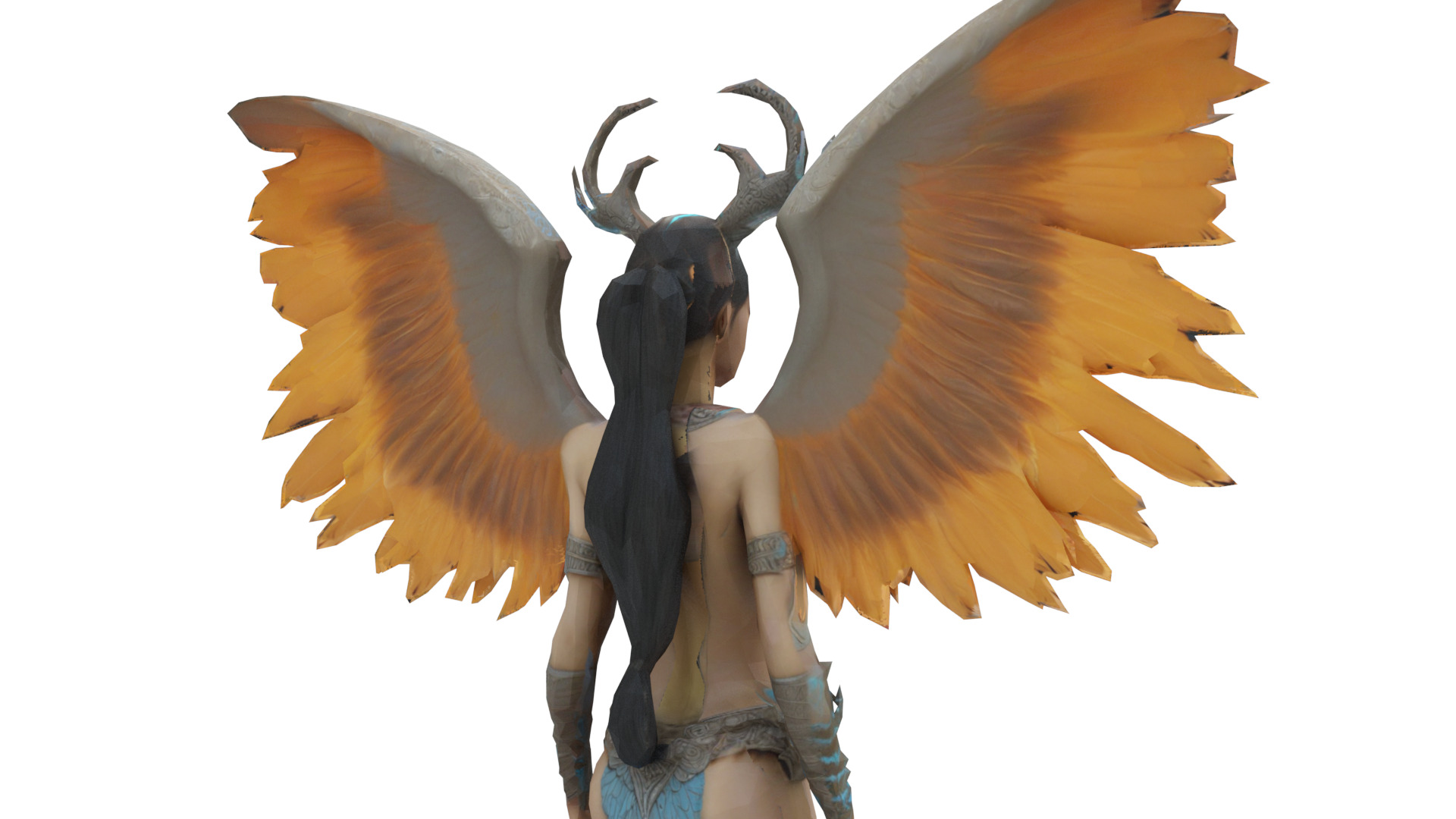 Mystic Forest Fairy Fantasy Winged Guardian 3D Character 3D model_6