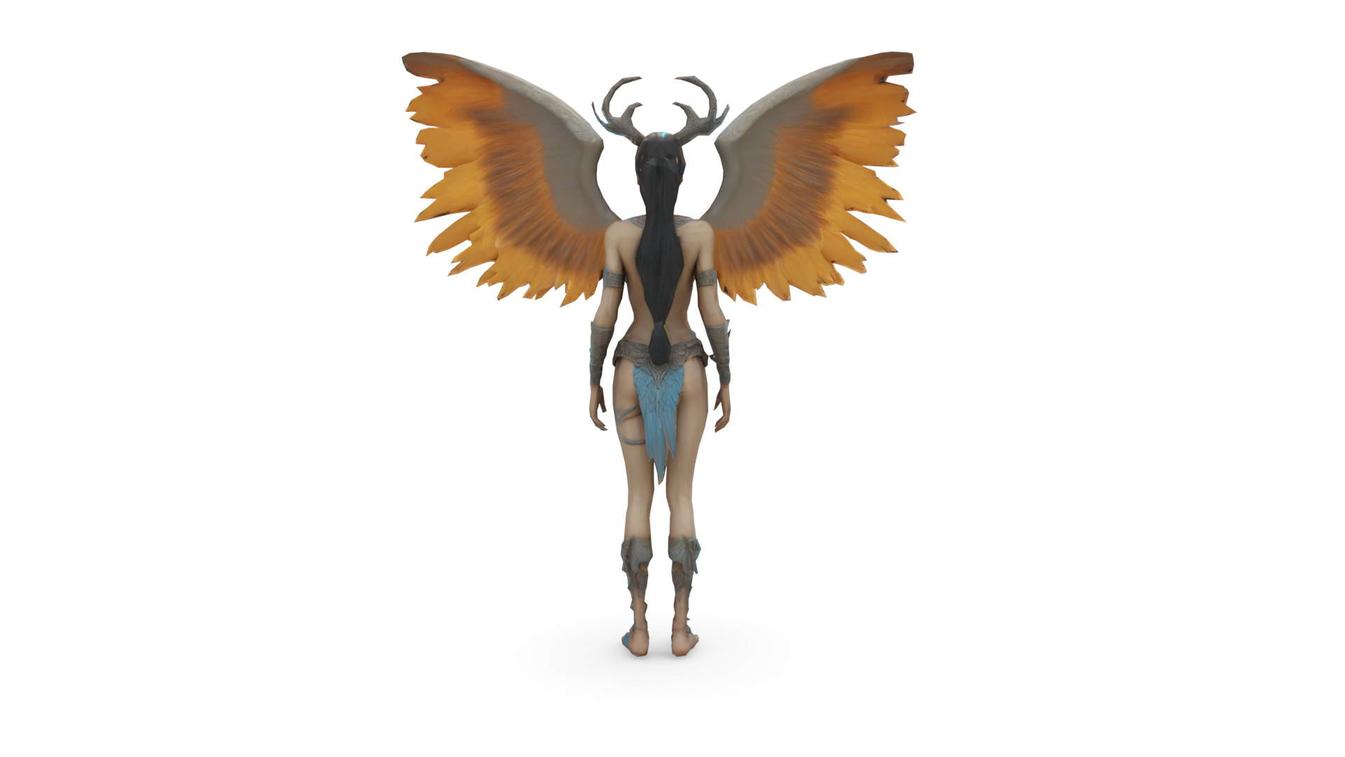 Mystic Forest Fairy Fantasy Winged Guardian 3D Character 3D model_4