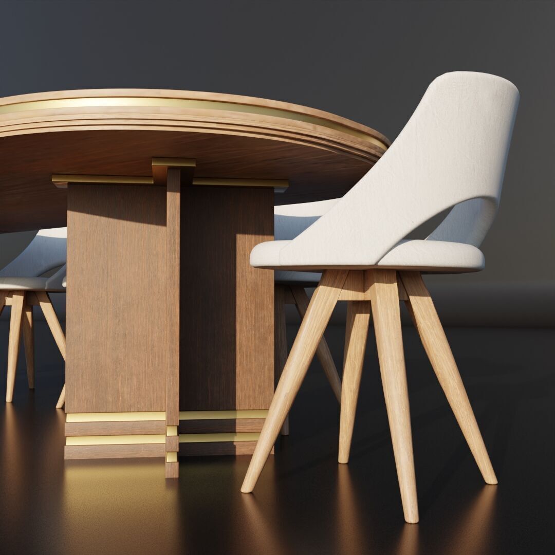 Dinning Table 7 Low-poly 3D model_4