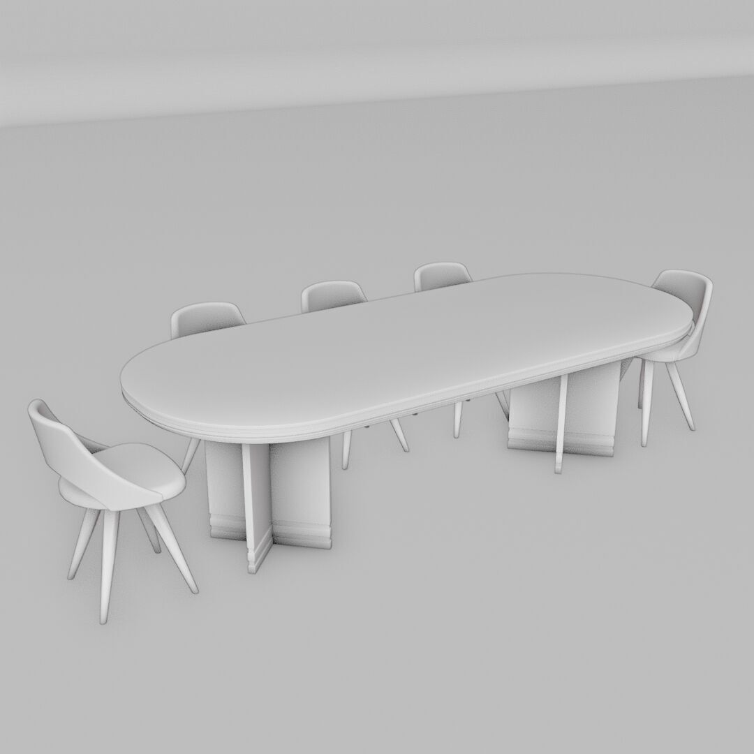 Dinning Table 7 Low-poly 3D model_1