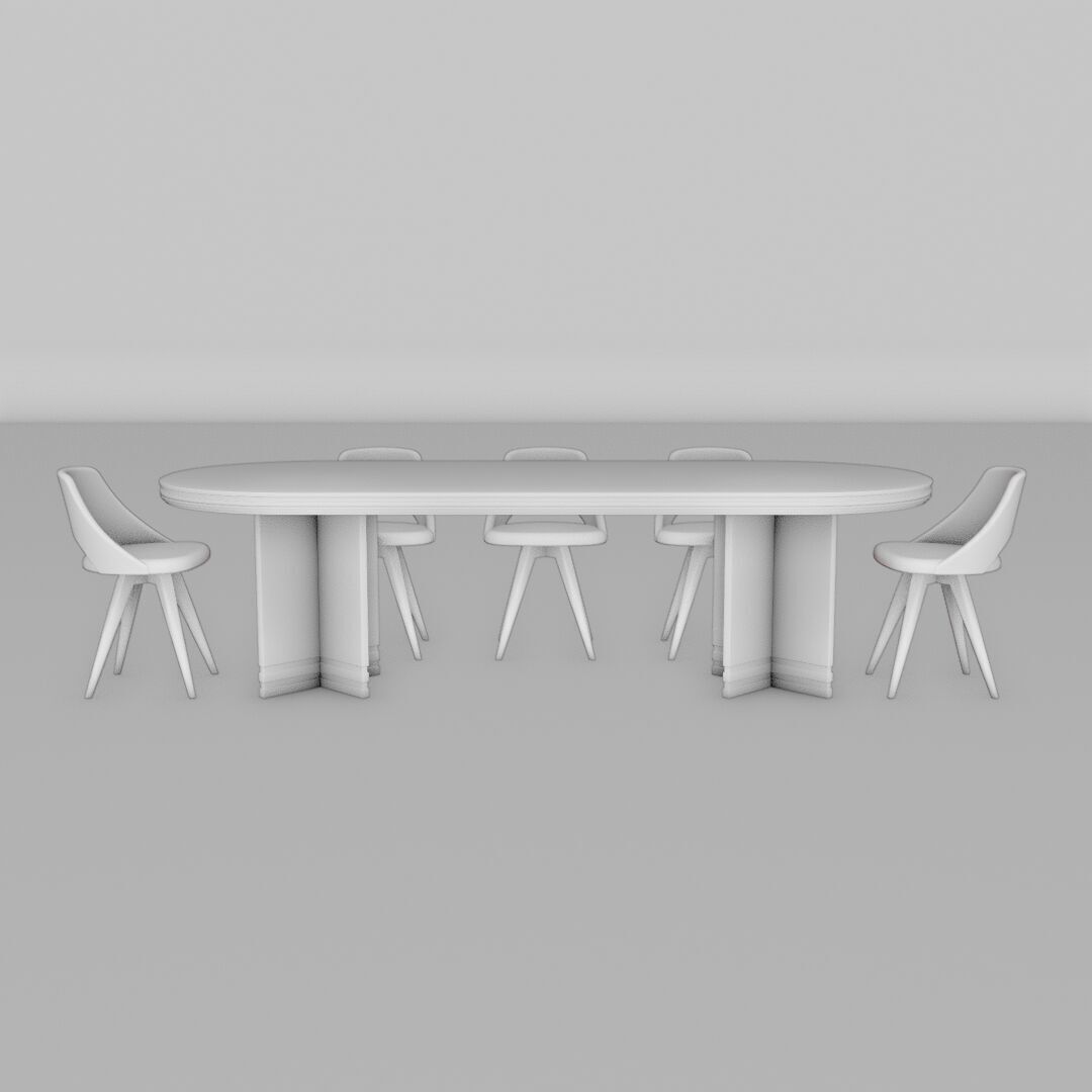 Dinning Table 7 Low-poly 3D model_3