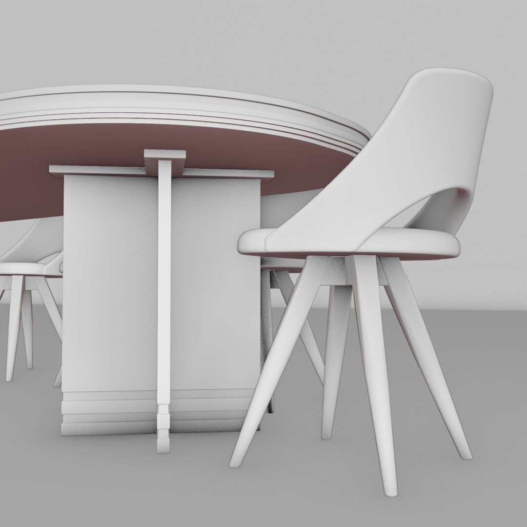 Dinning Table 7 Low-poly 3D model_5