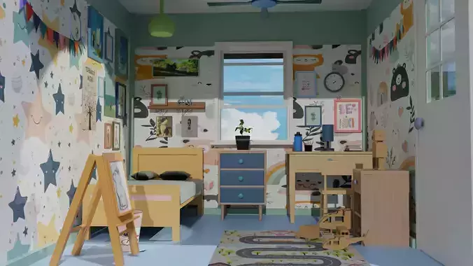 stylish cartoon room