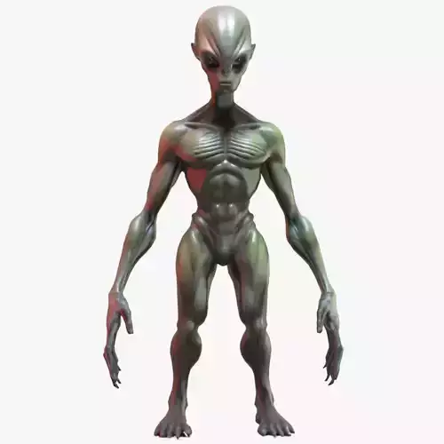 Alpha Grey Alien Sci-Fi Humanoid Creature 3D Model