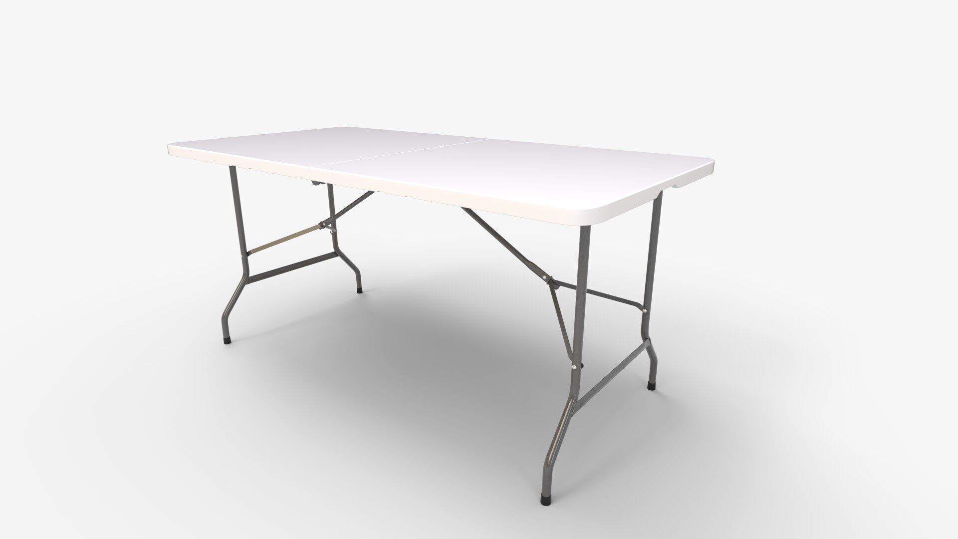 Portable White Folding Table 3D model_3