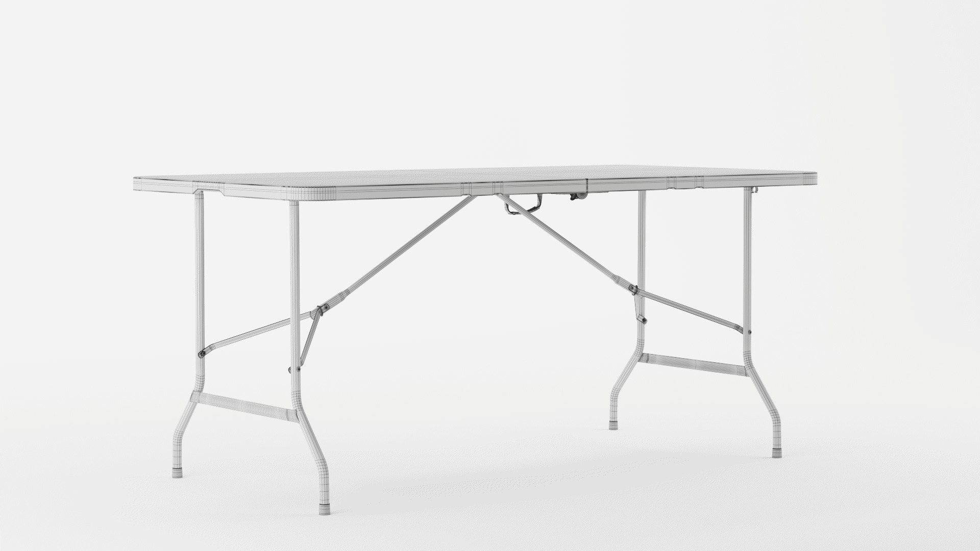 Portable White Folding Table 3D model_11