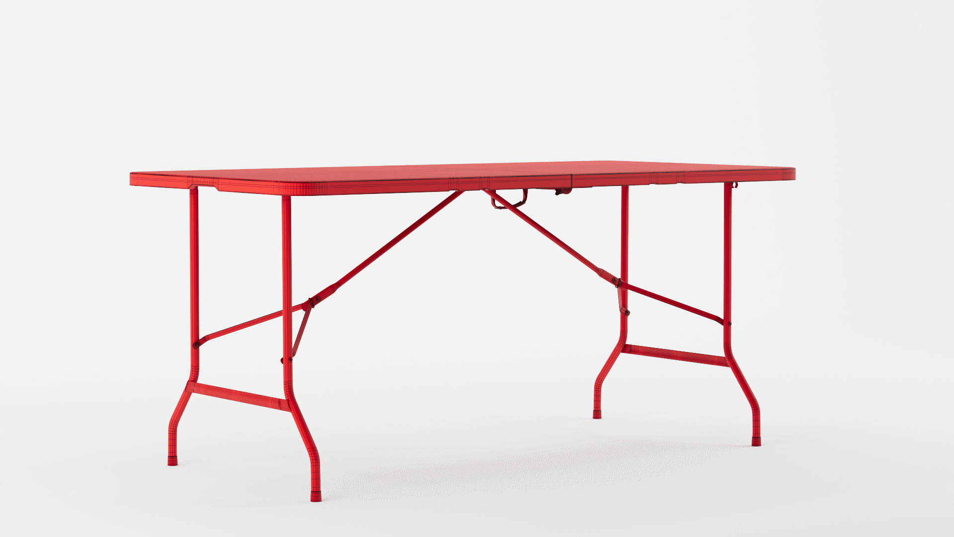 Portable White Folding Table 3D model_13