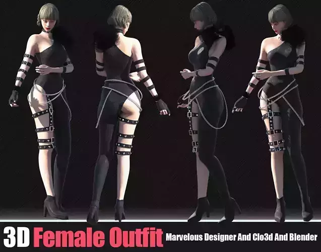 3d Famale Outfits In Clo3D And Blender 