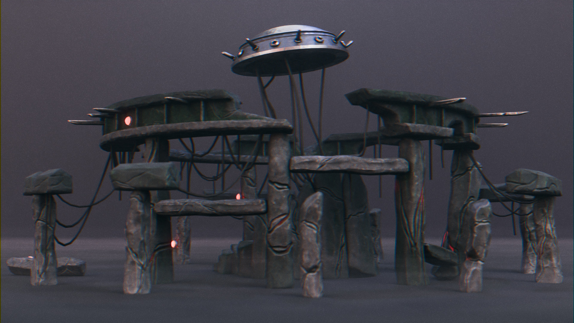 Stonehenge - Ancient Tech Portal Low-poly 3D model_7