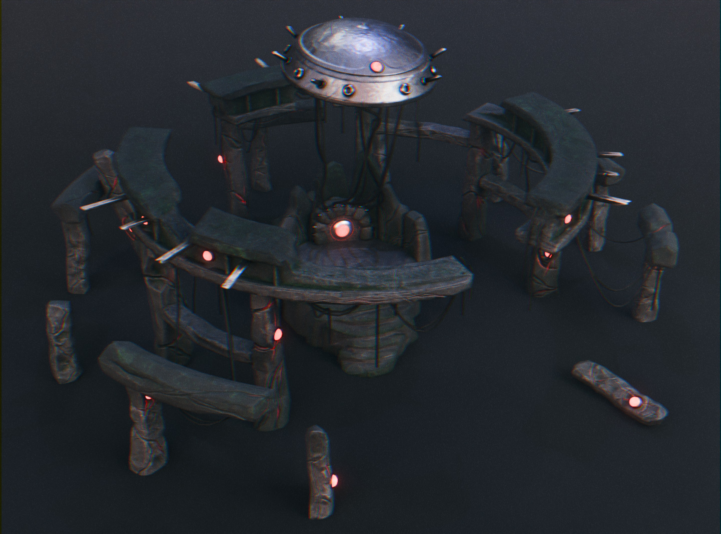 Stonehenge - Ancient Tech Portal Low-poly 3D model_8