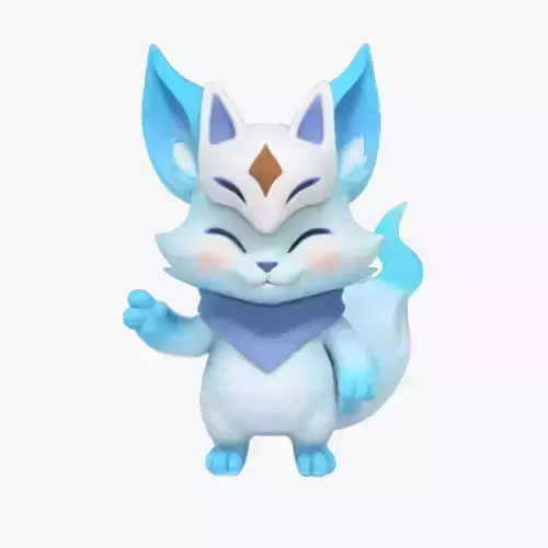 Chibi Fox Spirit Cute Stylized Fantasy Pet 3D Model