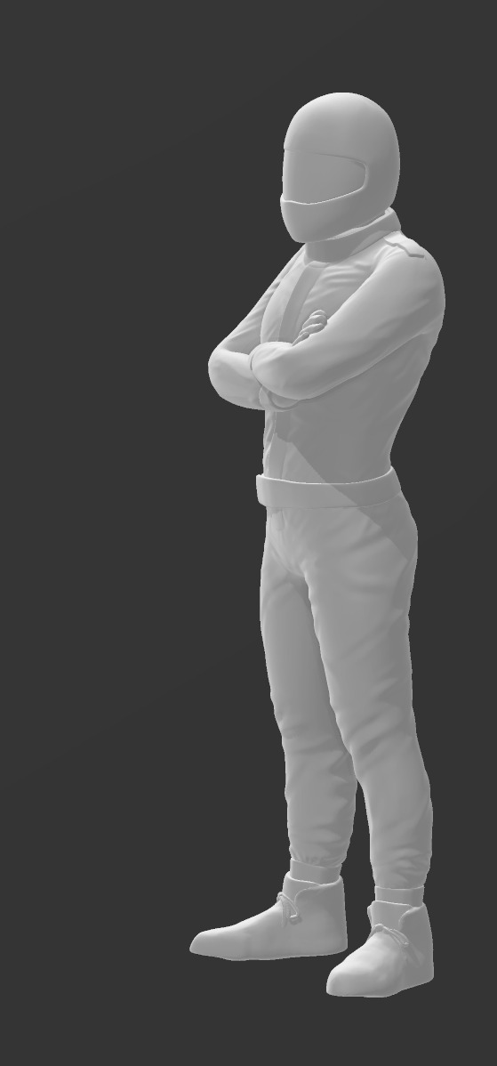 Race driver standing  3D print model_1