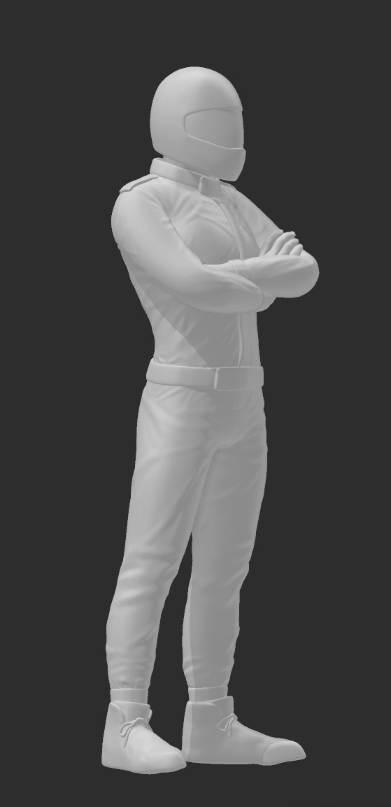 Race driver standing  3D print model_5